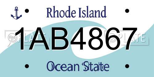 1AB4867 Rhode Island License Plate