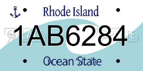 1AB6284 Rhode Island License Plate