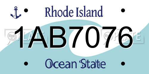 1AB7076 Rhode Island License Plate