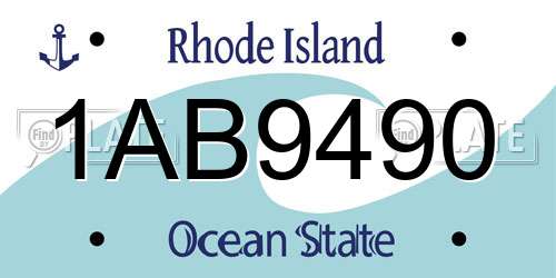 1AB9490 Rhode Island License Plate