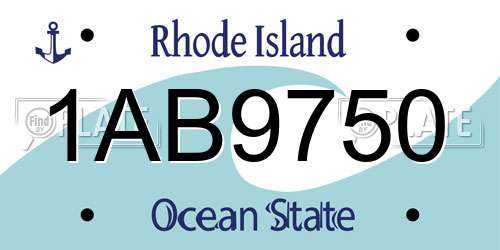 1AB9750 Rhode Island License Plate
