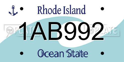 1AB992 Rhode Island License Plate