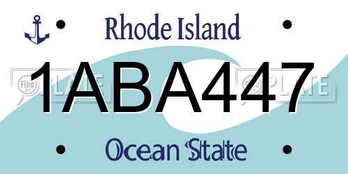 1ABA447 Rhode Island License Plate