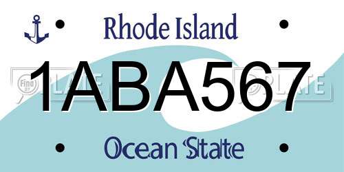 1ABA567 Rhode Island License Plate