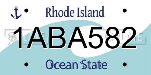 1ABA582 Rhode Island License Plate
