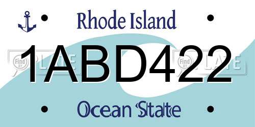 1ABD422 Rhode Island License Plate