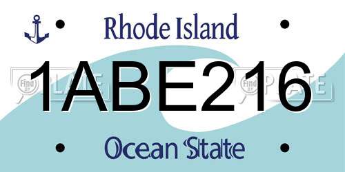 1ABE216 Rhode Island License Plate