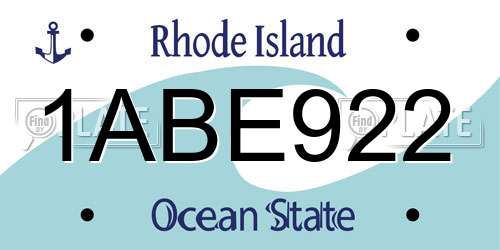 1ABE922 Rhode Island License Plate