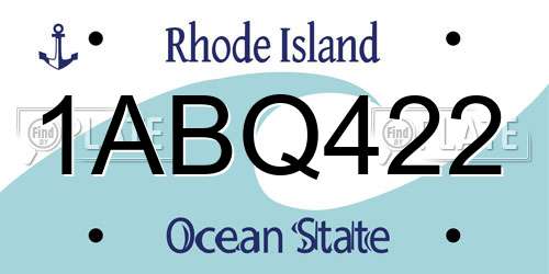 1ABQ422 Rhode Island License Plate
