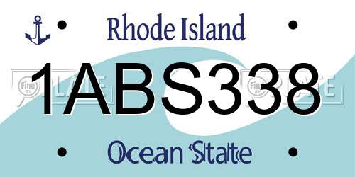 1ABS338 Rhode Island License Plate
