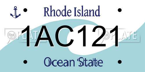 1AC121 Rhode Island License Plate
