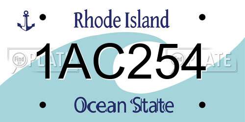 1AC254 Rhode Island License Plate
