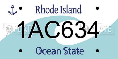 1AC634 Rhode Island License Plate