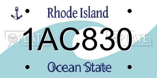 1AC830 Rhode Island License Plate