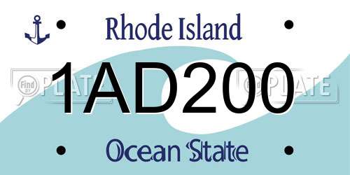 1AD200 Rhode Island License Plate