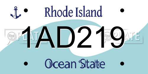 1AD219 Rhode Island License Plate