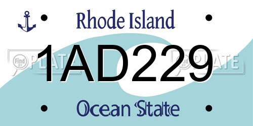 1AD229 Rhode Island License Plate