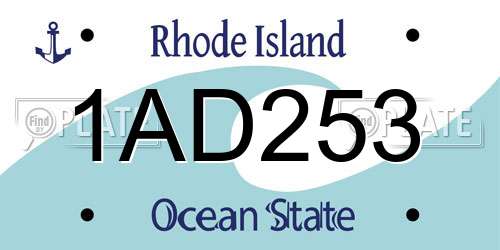 1AD253 Rhode Island License Plate