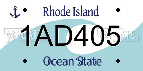 1AD405 Rhode Island License Plate