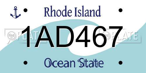 1AD467 Rhode Island License Plate