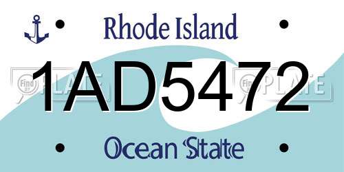 1AD5472 Rhode Island License Plate