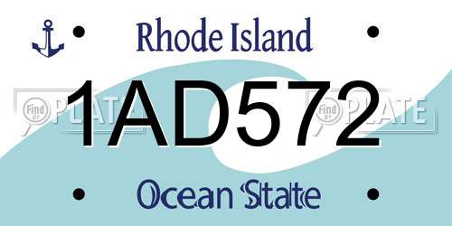 1AD572 Rhode Island License Plate