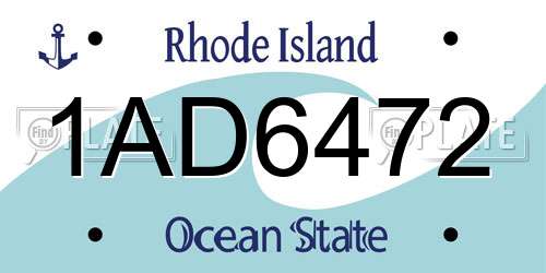 1AD6472 Rhode Island License Plate