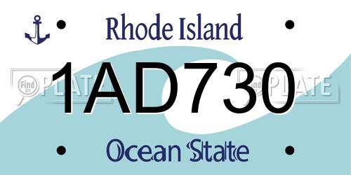 1AD730 Rhode Island License Plate