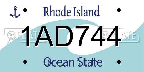 1AD744 Rhode Island License Plate