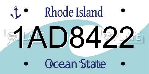1AD8422 Rhode Island License Plate
