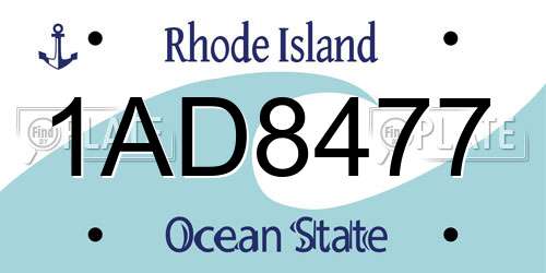 1AD8477 Rhode Island License Plate
