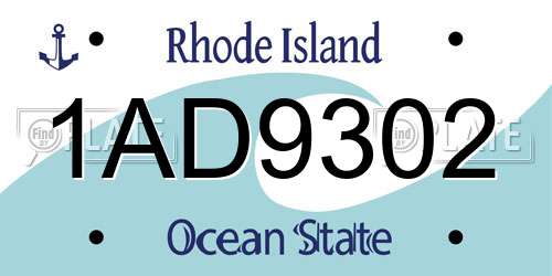 1AD9302 Rhode Island License Plate