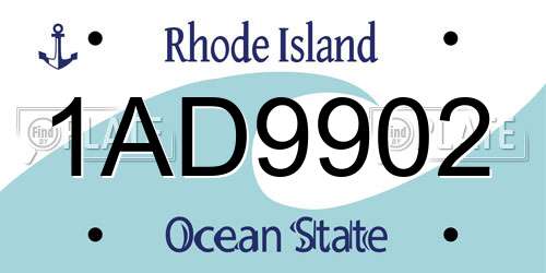 1AD9902 Rhode Island License Plate