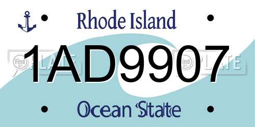 1AD9907 Rhode Island License Plate