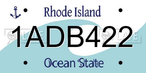 1ADB422 Rhode Island License Plate
