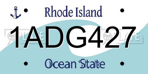 1ADG427 Rhode Island License Plate
