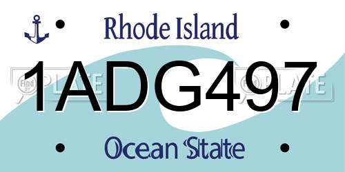 1ADG497 Rhode Island License Plate