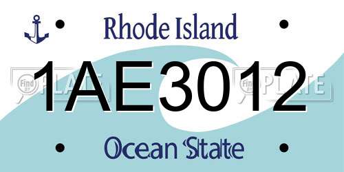 1AE3012 Rhode Island License Plate