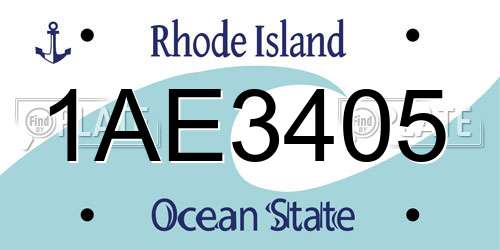 1AE3405 Rhode Island License Plate