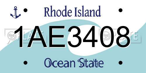 1AE3408 Rhode Island License Plate