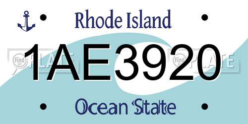 1AE3920 Rhode Island License Plate