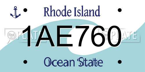 1AE760 Rhode Island License Plate