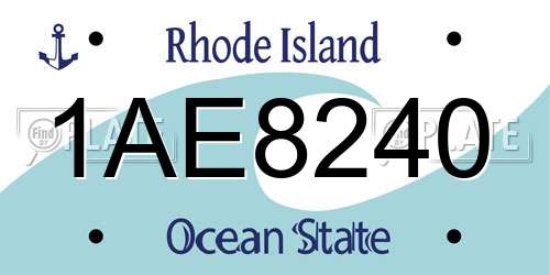 1AE8240 Rhode Island License Plate