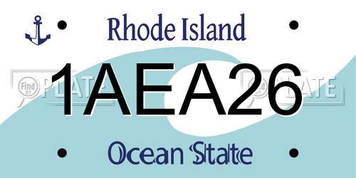 1AEA26 Rhode Island License Plate