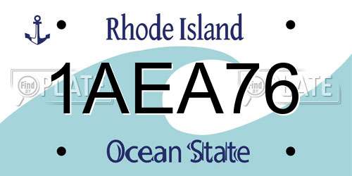 1AEA76 Rhode Island License Plate