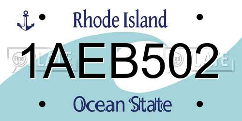 1AEB502 Rhode Island License Plate