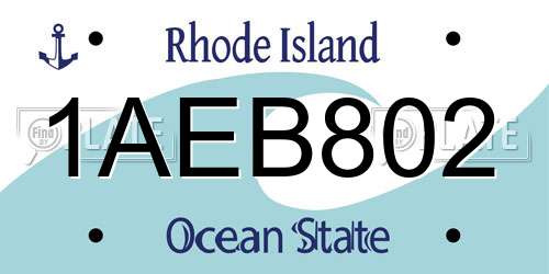 1AEB802 Rhode Island License Plate