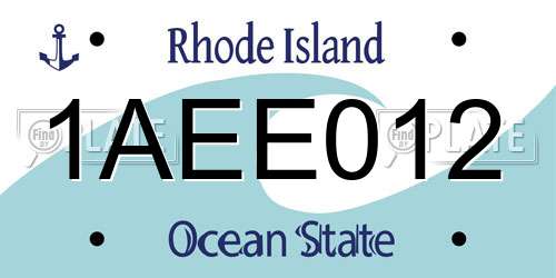 1AEE012 Rhode Island License Plate