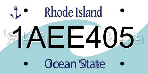 1AEE405 Rhode Island License Plate