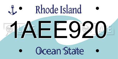 1AEE920 Rhode Island License Plate